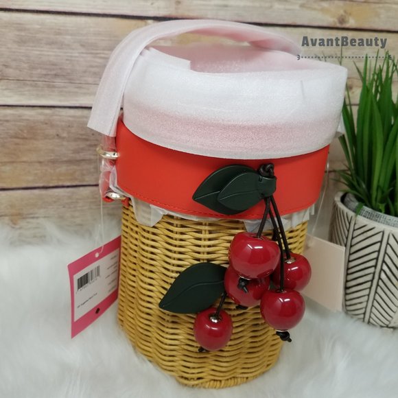 Kate Spade Picnic Cherries Wicker Crossbody Bucket - Picture 4 of 16